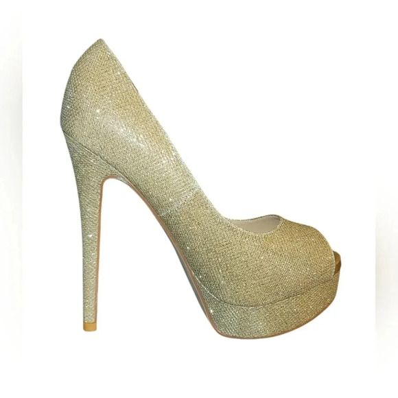 Merumote Gold Platform Stilettos EUC Size 6.5 - Picture 4 of 7